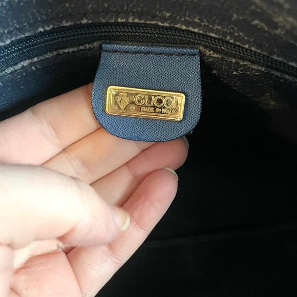 Gucci Vintage Oversized Clutch Wristlet Pouch Logo Medallion Blue - Picture 9 of 11